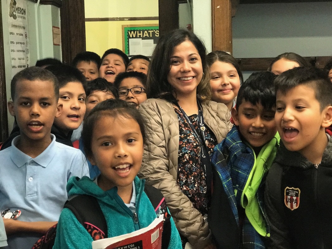 teacher with her students